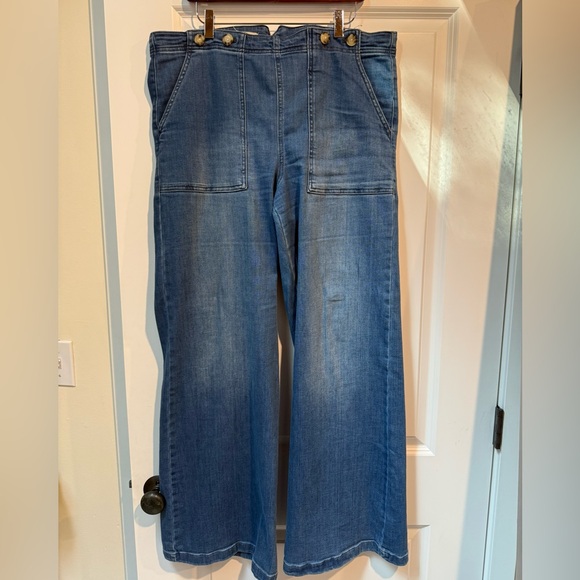 Pilcro Wide Leg Blue Denim Jeans - Picture 1 of 3